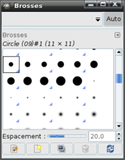 Boite à dialogue des brosses sous KDE