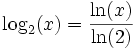 \log_2(x)=\frac{\ln(x)}{\ln(2)}