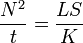 
\frac {Nˆ2} {t} = \frac {L S} {K}
