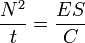 
\frac {Nˆ2} {t} = \frac {E S} {C}
